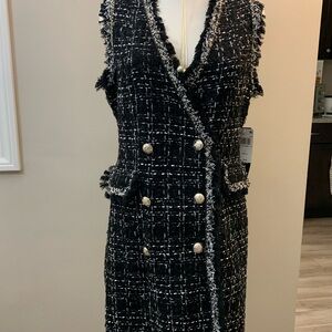 Trixxi Black and White Tweed Dress